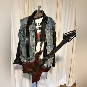 Eddie Munson Stranger Things Costume with Warlock Style Guitar Purse